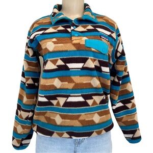 Patagonia Synchilla Fleece Pullover Size Small  Guatemalan Brown Bear" pattern